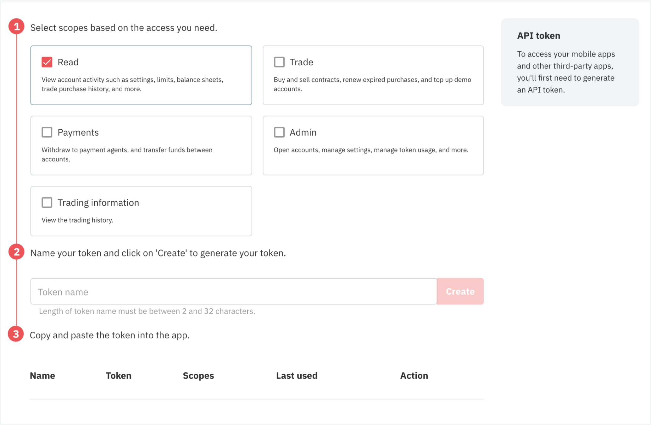 api token page